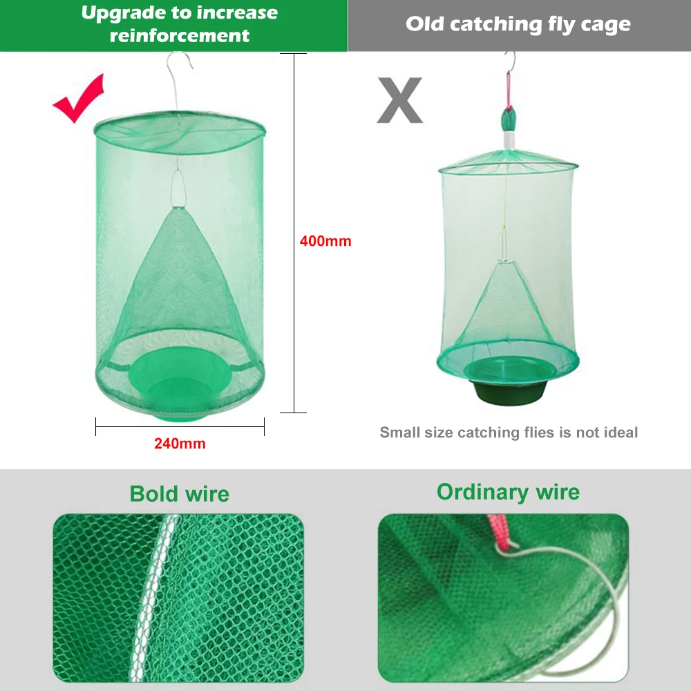 Многоразовый ранчо муха ловушка сумка висячий ловушка для насекомых Топ Ловца муха ОСА насекомое убийца насекомых Zapper сетчатое ограждение