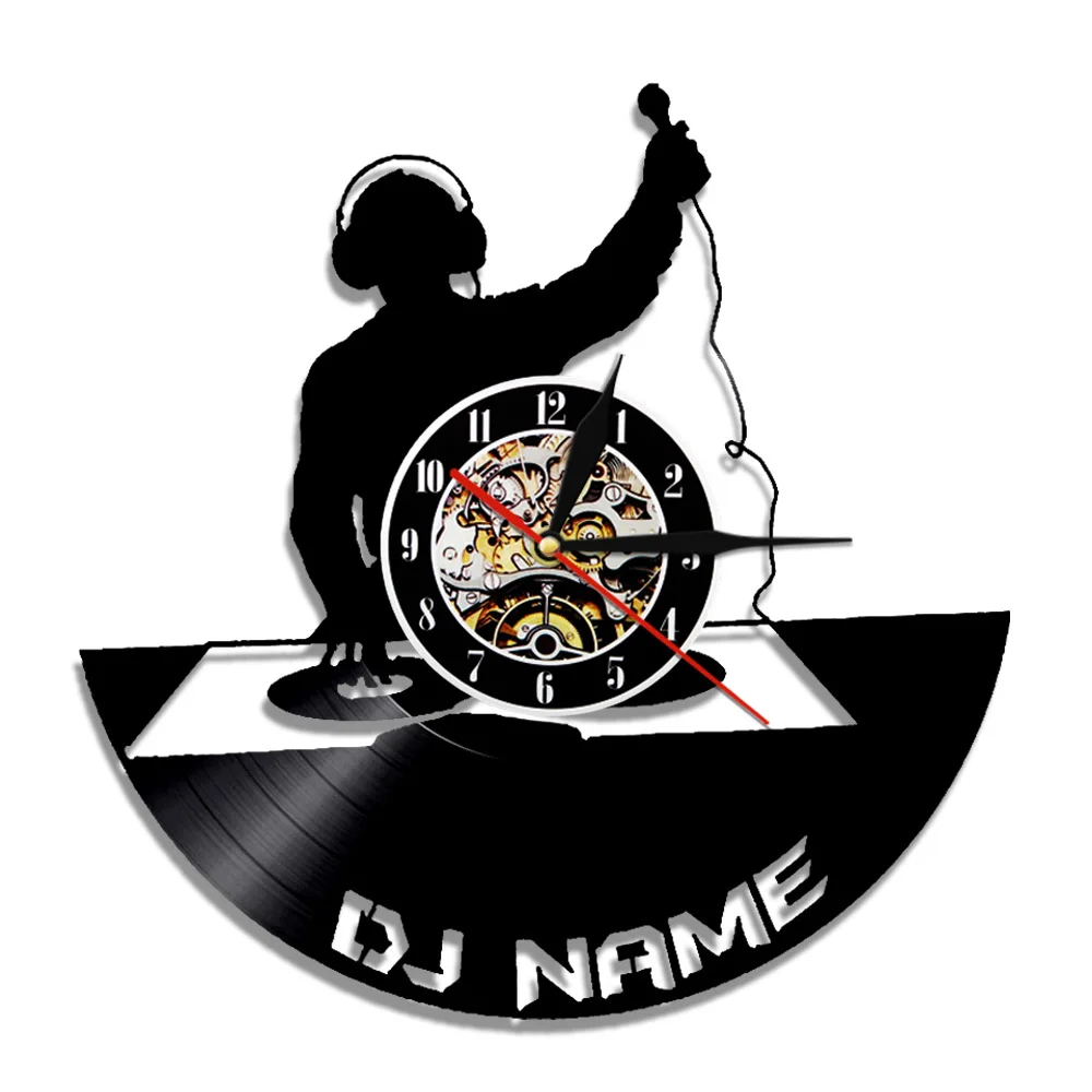 

Custom Wall Clock DJ Vinyl Record Wall Clock Custom DJ Name Decorative Art Clock 3D Wall Watches Handmade Gift For DJ