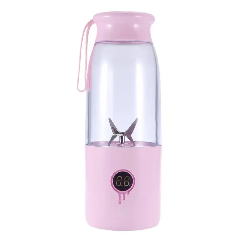 Pink Мини Портативный USB подзаряжаемая электрическая соковыжималка бутылка цифровой 425 мл блендер, Миксер для фруктов - Цвет: Pink
