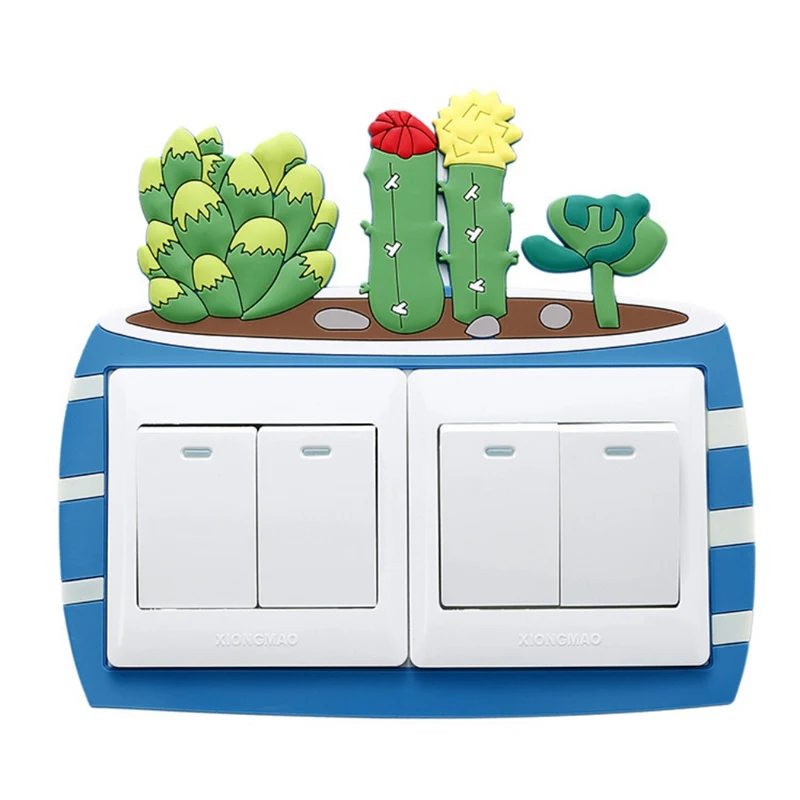 

Household Decoration Cute Concise Succulents Shape Luminous Switch Stickers Kitchen Bathroom Switch Cover