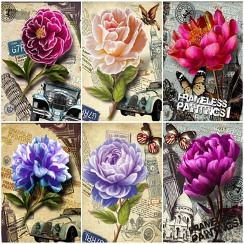 

Huacan 5D DIY Diamond Painting Flower Rose Full Drill Square Diamond Embroidery Cross Stitch Rhinestone Picture Home Decor Gift