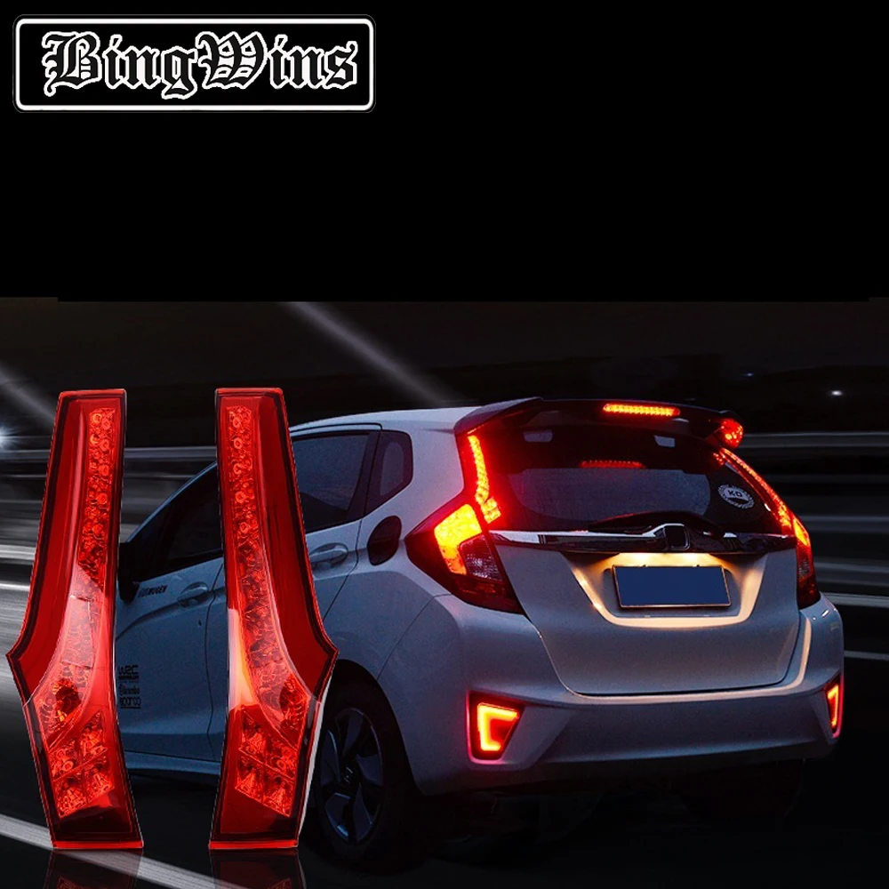 Для 14-18 Honda New Fit gk5 задняя фара модифицированный специальный фонарь на столб лампа светодиодный включить стоп-сигнал ребра задний фонарь комплект