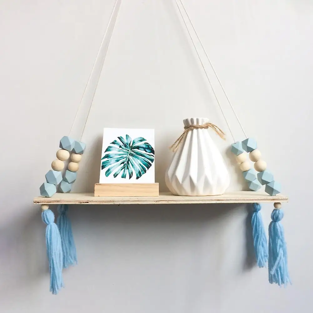 Кисточки Восьмиугольные бусины Висячие деревянные доски подвесная полочка