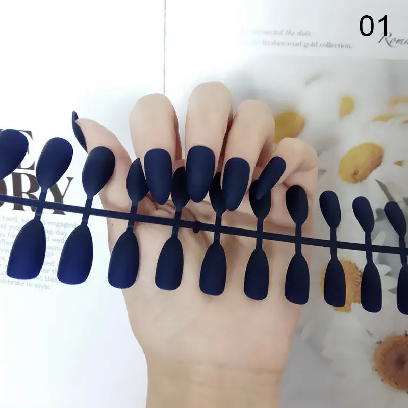 Matte Nail Tip 1 Съемный полное покрытие поддельные ногти Типсы с клеем, стикер смешанный шаблон многоразовые инструменты для украшения ногтей - Цвет: Matte Nail Tip 1