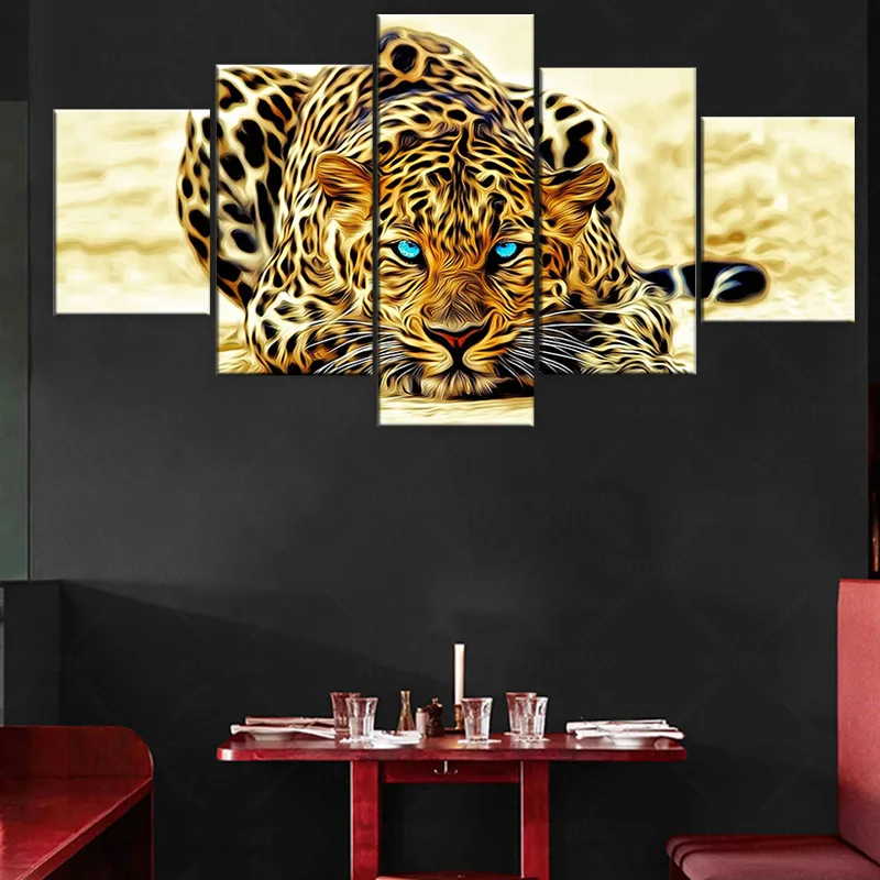 Wall Canvas Art Leopard Print Animal Pictures Living Room Hd Creeping Decoration 