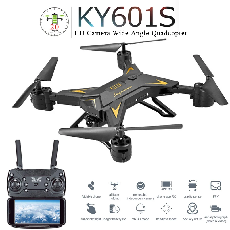 

KY601S Professional Foldable Drone with Camera 5MP HD WiFi FPV Wide Angle Altitude Hold RC Quadcopter Helicopter Toy E58 SG106