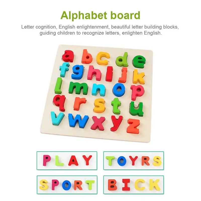 Kids Wooden Puzzle Toys Baby Hand Grasp Digital Letters Shape 3D Puzzles Early Educational Learning Toys For Children Gifts