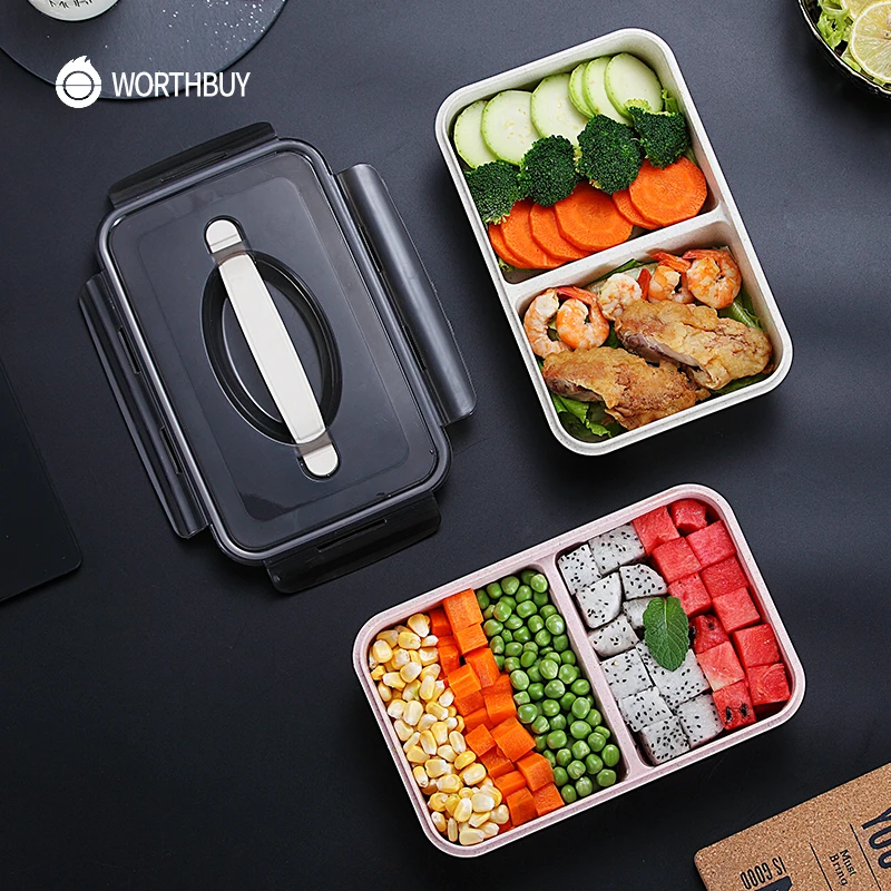 

Japanese Kids Lunch Box Microwave Bento Box With Compartments Wheat Straw Bento Lunch Box Leak-Proof Food Container