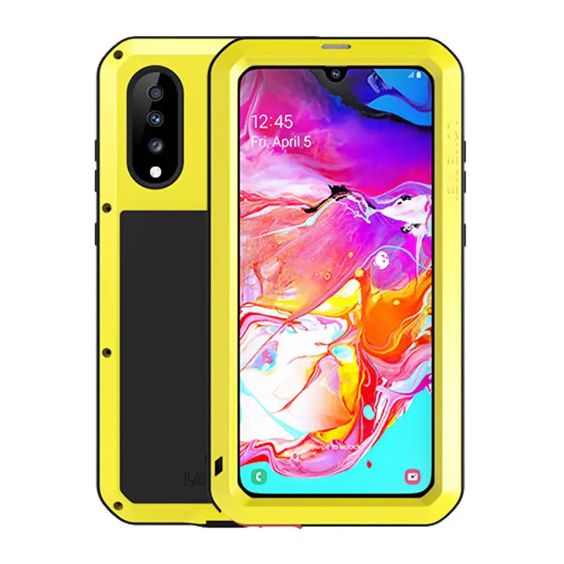 Yellow Водонепроницаемый 360 полный корпус защитный чехол для samsung Galaxy A70 чехол противоударный алюминиевый металлический задний чехол для samsung A70 чехол s - Цвет: Yellow