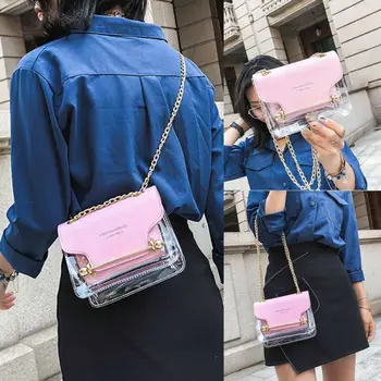 

Women Girls Crossbody Shoulder Bag Fashion Laser Transparent Small Handbag Messenger Bag