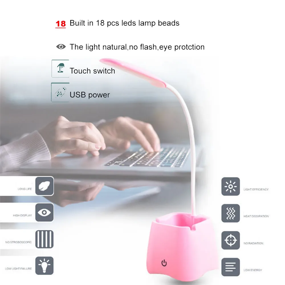 USB Перезаряжаемый Светодиодный настольный светильник с подставкой регулируемый