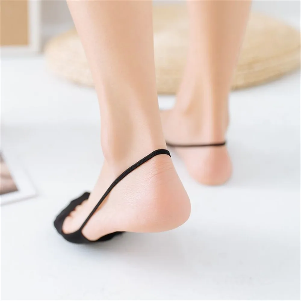 Носки-башмачки с ремешками; нескользящие женские летние носки; невидимые неглубокие носки; пикантные милые тапочки; носки на половину стопы