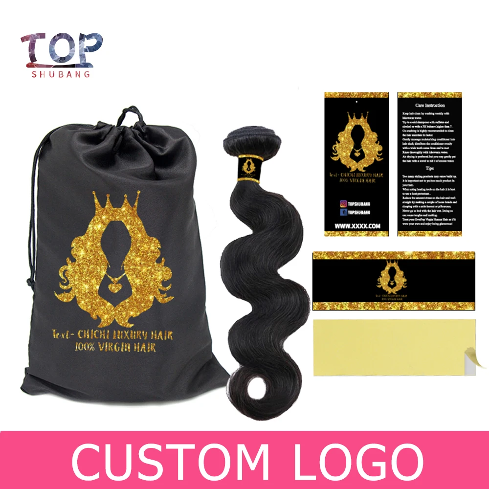 

Custom Logo Brand Virgin Hair Bundle Packaging Satin Bags And Hang Tag,Human Hair Extensions Packing Bags,Labels Tags