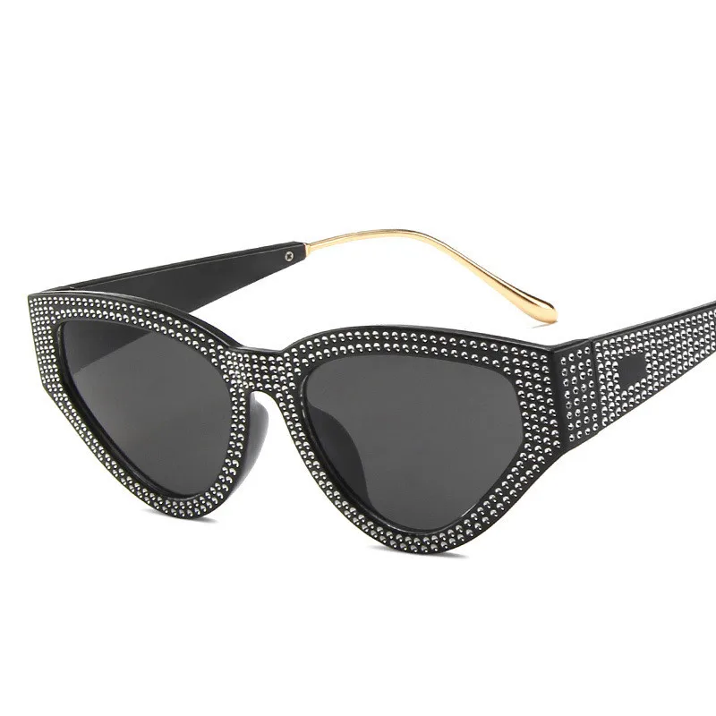 RBROVO Стразы кошачий глаз солнцезащитные очки для женщин дизайнерские солнцезащитные очки женские зеркальные очки Женские винтажные Oculos De Sol Feminino - Цвет линз: BlackGray
