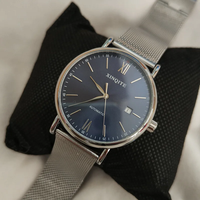 High Quality Automatic Mechanical Mens Watch Stainless Steel Strap  Boys Blue Watch Simple Casual Style Wristwatch Portofino AA3 portofino кресло