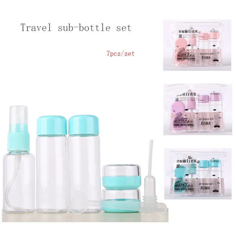 7Pcs Empty Cosmetic Containers Travel Mini Makeup Face Cream Pot Bottles Plastic Transparent Eyeshadow Gitter Container | Красота и