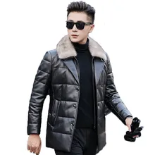 Мужская куртка из натуральной кожи, зимняя куртка с воротником из натурального меха норки, пальто из овчины, куртки-пуховики Doudoune Homme JLK18G8102 MY1787