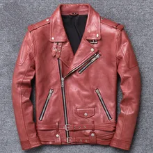 Винтажная кожаная мужская весенняя куртка из натуральной овчины, мотоциклетная тонкая мужская кожаная куртка, Casaco V-17003 YY1021