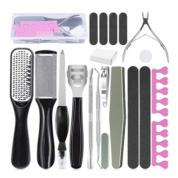 

Professional 21PCS Foot File Pedicure Kit Deadskin Feet Heels Toe Callus Remover Scraper Tool Set for Men Women