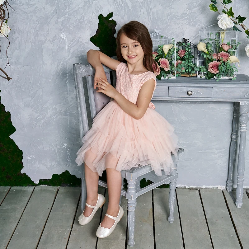 Robe Bapteme Bébé Robe Princesse Fille 1-10 Ans Dos Nu Dentelle - Main Image