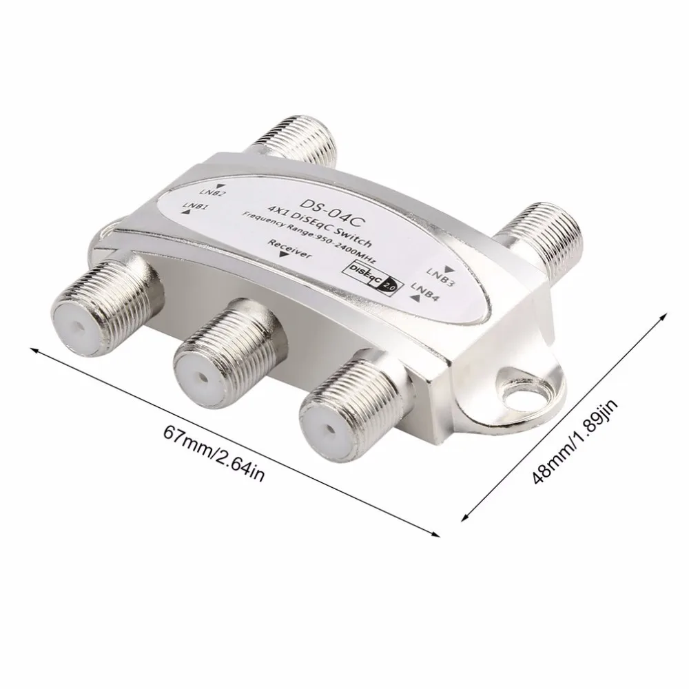 4 in 1 4 x 1 DiSEqc 4-way Wideband Switch DS-04C High Isolation Connect 4 Satellite Dishes 4 LNB For Satellite Receiver