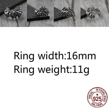 

A33 925 sterling silver ring jewelry couple models open ring retro personality skull shape punk fashion style gifts for friends