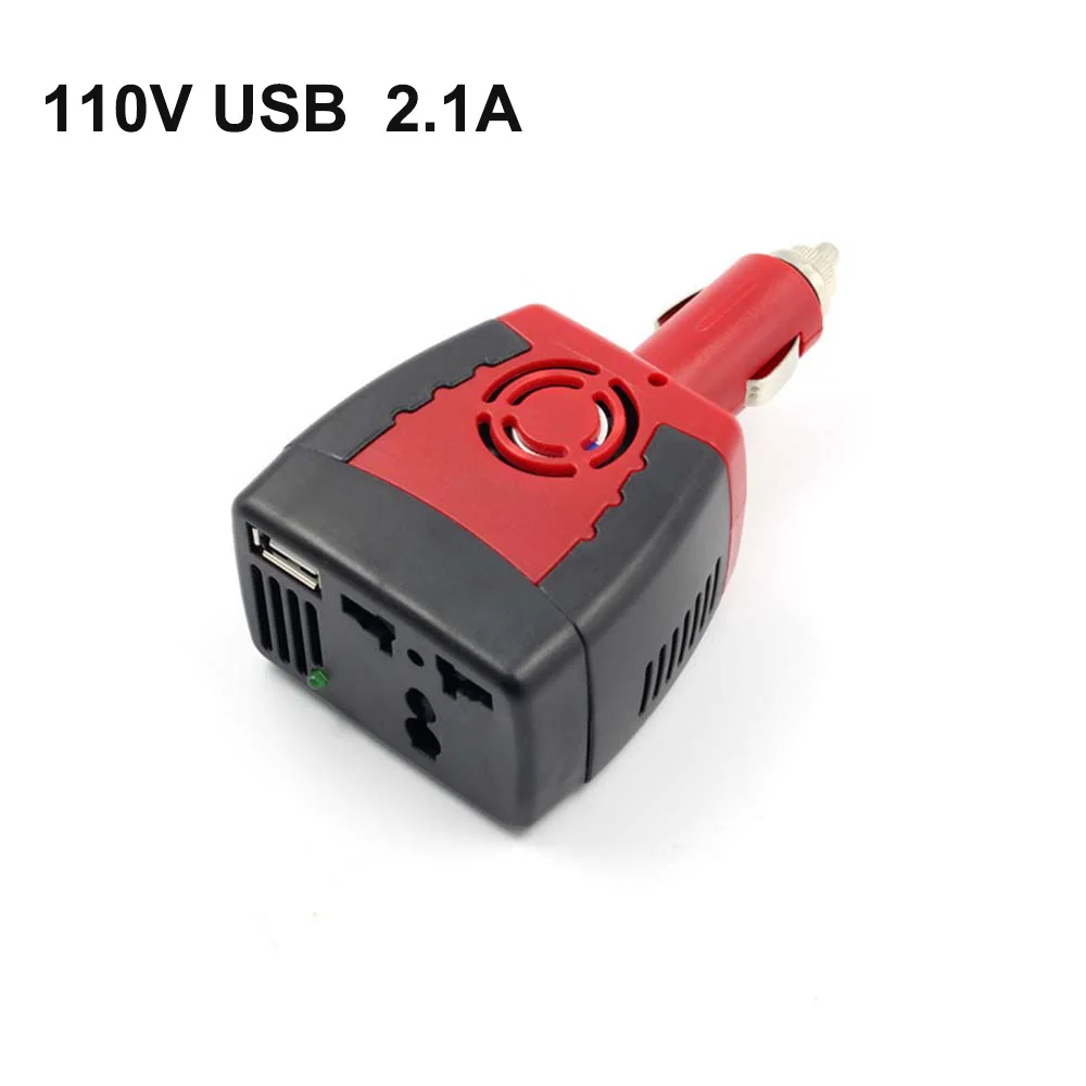 YuBeter автомобильный преобразователь питания инвертор напряжения адаптер USB зарядное устройство 150 Вт DC 12 В к AC 220 В/110 В для ноутбука зарядки мобильного телефона - Тип штекера: 110V USB 2.1A
