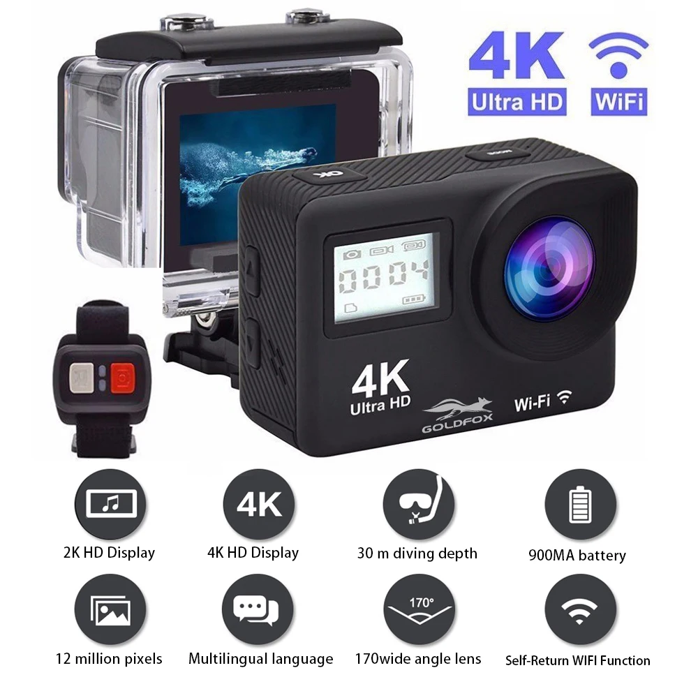 Экшн камера Ultra HD 4K Wi Fi дистанционное управление Спортивная видеокамера DVR DV Go