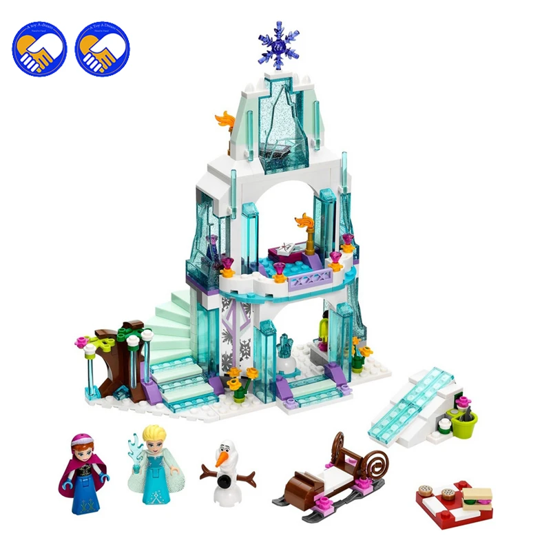 Baratos 10435 el romántico Castillo de Anna y Elsa de Cenicienta bloques de construcción ladrillo SY373 juguetes para niñas Compatible con Legoinglys