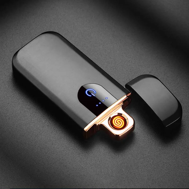 Black 3 типа сенсорный экран электрическая зажигалка с подключением к USB плазменная сигарета зажигалка для курения Электронная Зажигалка Креативный подарок аксессуары для сигарет - Цвет: Black