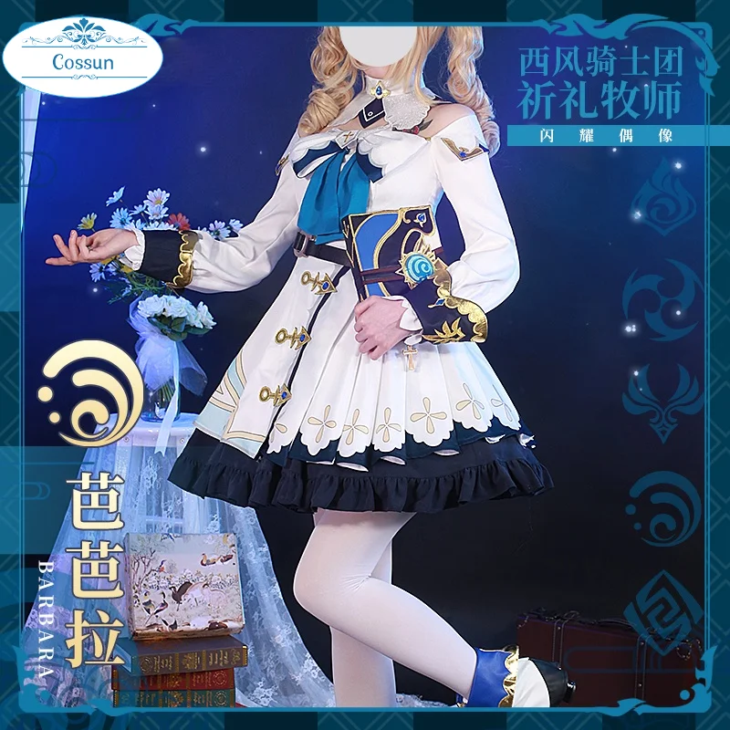 

Anime! Genshin Impact Barbara Mondstadt Shining Idol Game Suit Elegant Dress Lovely Uniform Cosplay Costume Halloween Outfit