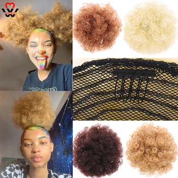 

MANWEI Synthetic Afro Puff Kinky Curly Chignon Short Drawstring Ponytail Natural Fake Hair Bun For Women High Temperture Fiber