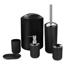 Creative Trash Can Hotel Household Goods Frosted Surface Plastic Bathroom 6Pcs Set Wash Bathroom Toiletries Set black/white