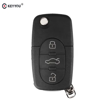 

KEYYOU 3 Buttons Folding Car Remote Flip Key Shell Case & Blade HAA For Audi A2 A3 A4 A6 A8 TT CR2032 Fob Auto Blank Keys Case