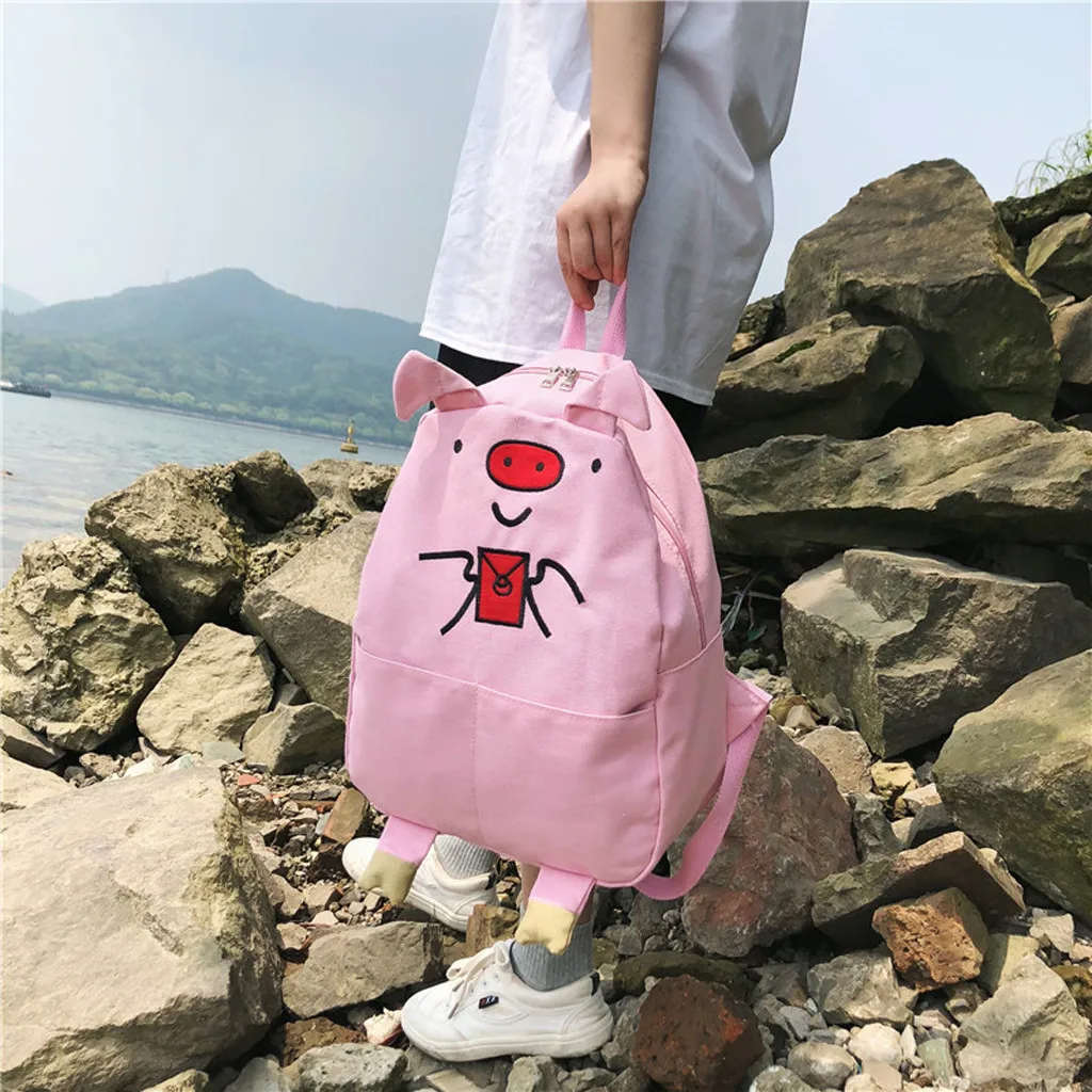 Женская дорожная сумка в Корейском стиле с мультяшной Свинкой, сумка-Органайзер с кубиками на молнии, Большой Вместительный студенческий рюкзак, сумка для путешествий