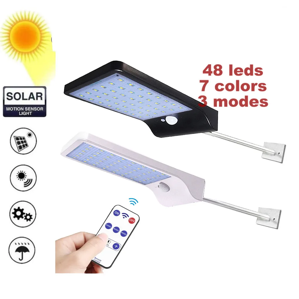 48 led солнечный светильник PIR датчик движения Ip65 Водонепроницаемый Уличный настенный садовый светильник rotable пульт дистанционного управления