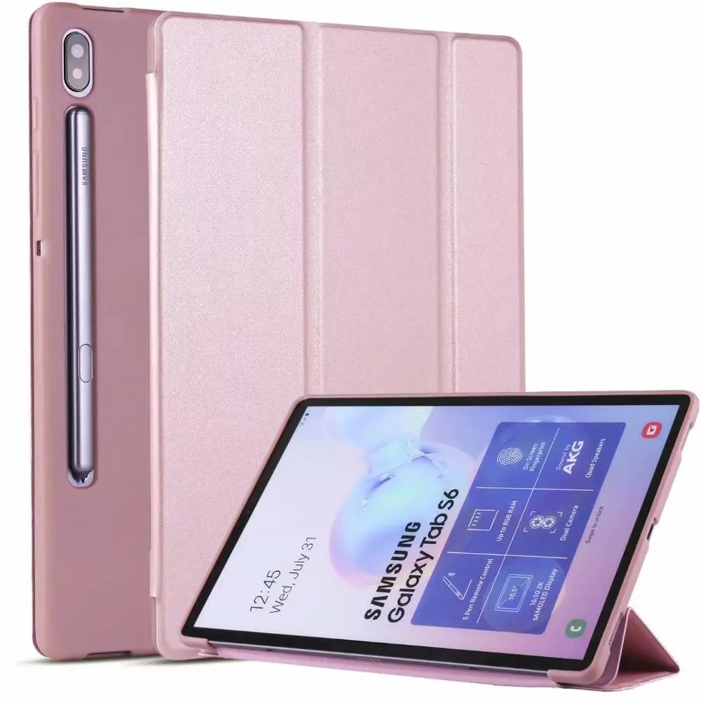 Складной чехол для samsung Galaxy Tab S6 10," SM-T860 T865 Чехол Мягкий ТПУ Авто-режим сна чехол для samsung Galaxy T860 T865 чехол - Цвет: Rose Gold