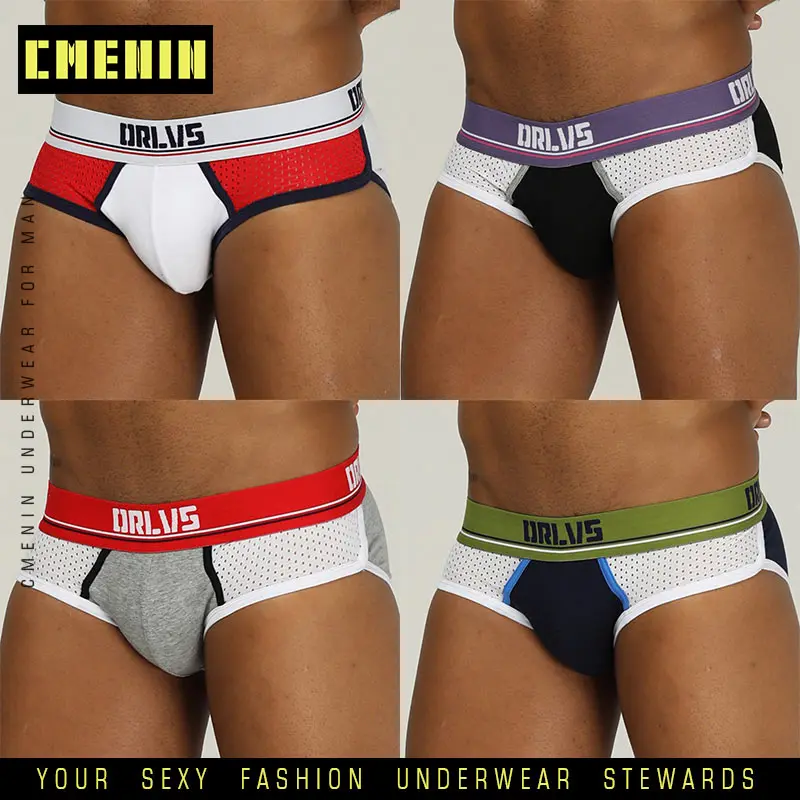 4 шт. сексуальное мужское нижнее белье мужские трусы с сеткой бикини хлопковые