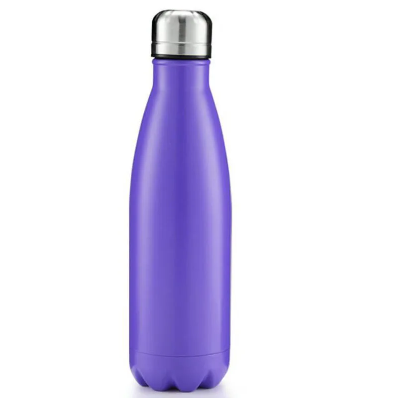 500 мл двухслойная Изолированная вакуумная колба термосы чашка из нержавеющей стали бутылка для воды Кола бутылка для воды Пиво термос для спортивной бутылки - Цвет: Фиолетовый