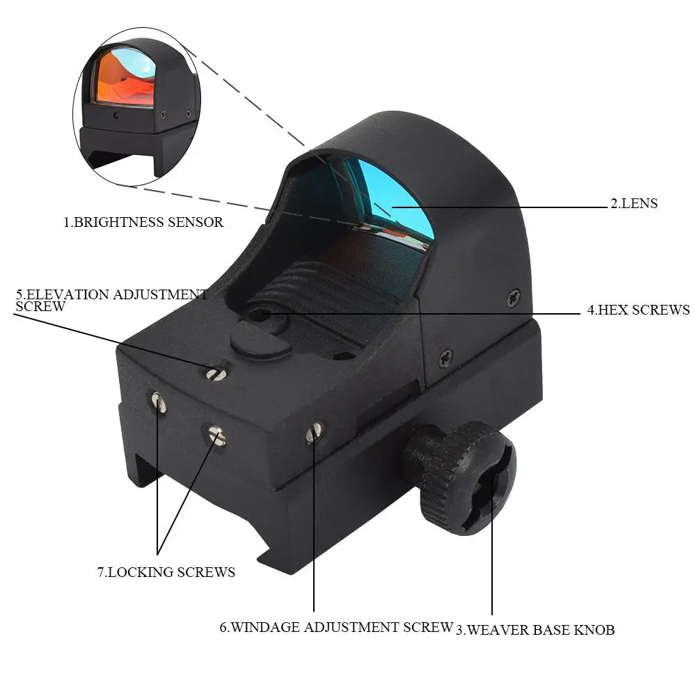 Тактический прицел | Красный точечный прицел микро точечный рефлекс голографический точечный прицел оптика охотничьи прицелы страйкбол винтовка мини точка
