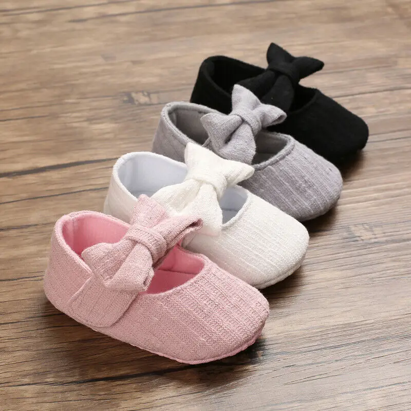 Детская обувь для новорожденных, коляска для новорожденного девочки, мокасины принцессы, мягкая обувь для кроватки, одноцветные, с бантом, кроссовки для прогулок, 0-18M