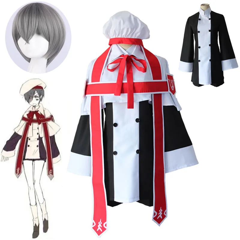 Аниме Black Bulter Косплей Kuroshitsuji Ciel Phantomhive церковная форма костюмы и парик Хэллоуин