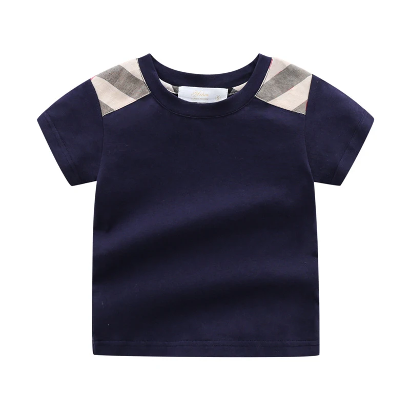 

Summer new fashion brand style kids clothes boys and girls short-sleeved cotton striped top T-shirt