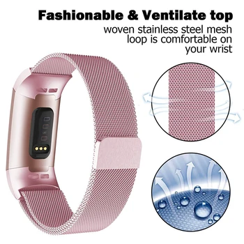 

Milanese Loop Wrist Watch Band For Fitbit Charge 3 Replacement Milanese Strap Stainless Steel Watch Band Accessories