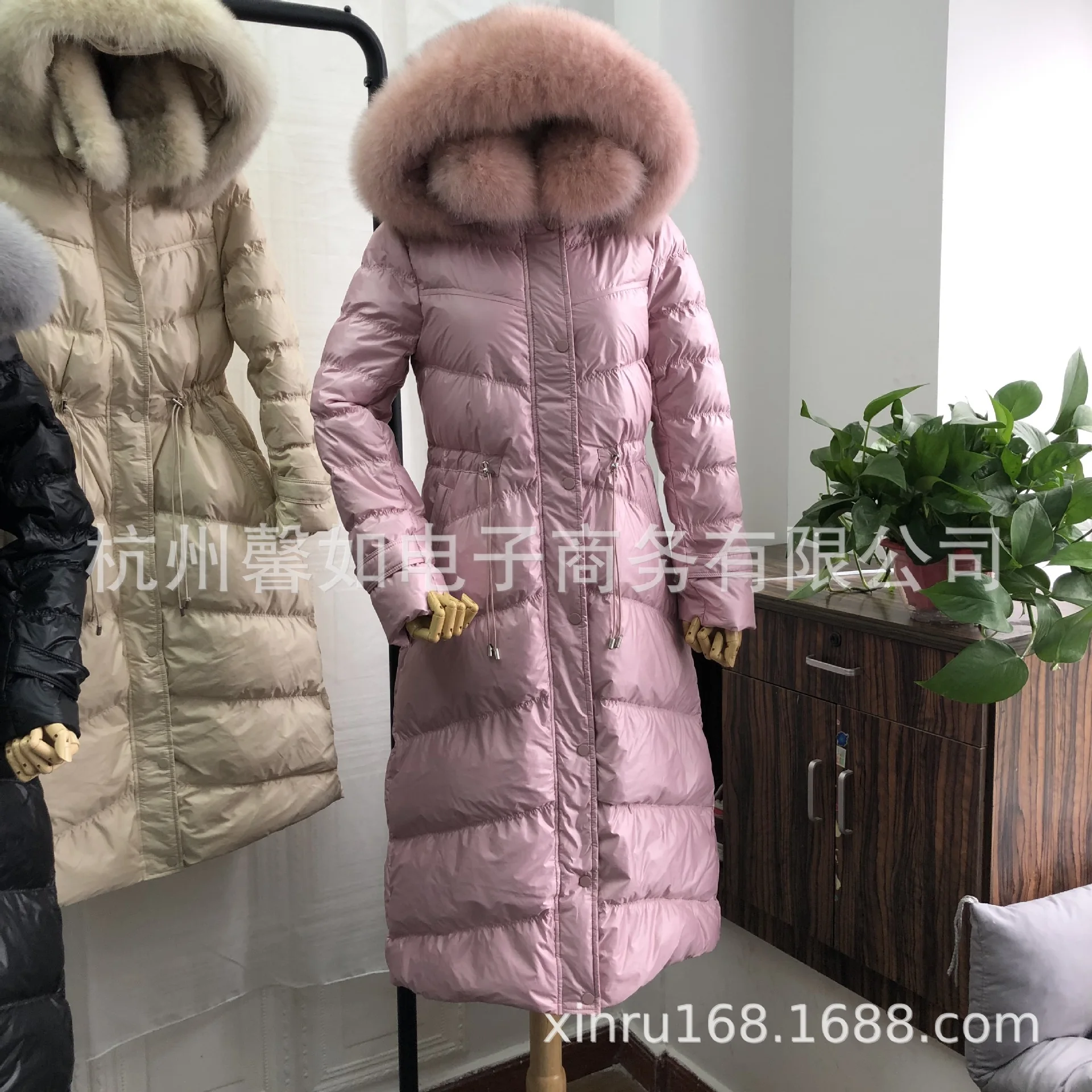 Южная Корея Dongdaemun стиль двойной меховой воротник пуховик женский средней длины корейский стиль толстое пальто для дома