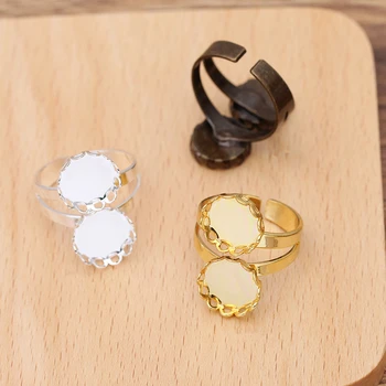 

20 Pieces/Lot Adjustable Copper Ring Base Settings 12 mm Round Cabochon DIY Accessories For Jewelry
