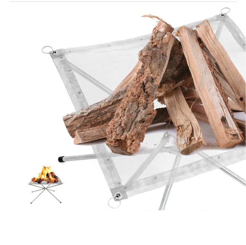 Outdoor Fire Burn Pit Stand Portable Solid Fuel Rack Folding Stove Fire Frame Fast Heating Wood Charcoal Stove Camping Tool