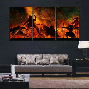 

3 Pieces Demon Slayer Anime Artwork Oil Painting on Canvas Print By Numbers Room Decor Wall Stickers HD Print Poster