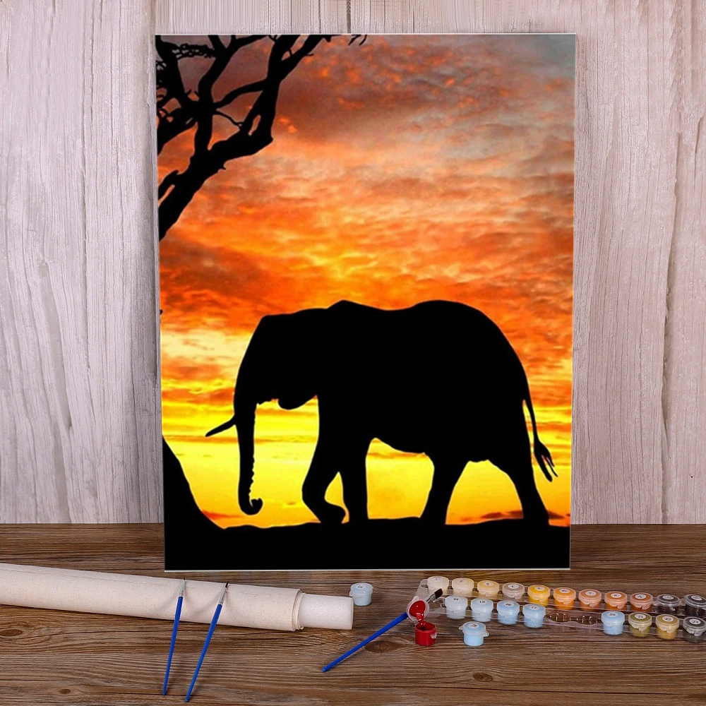 Landscape Elephant Animal Painting By Numbers Kit Acrylic Paints 40*50  Picture By Numbers Photo Wall Decoration Drawing - Paint By Number Package  - AliExpress