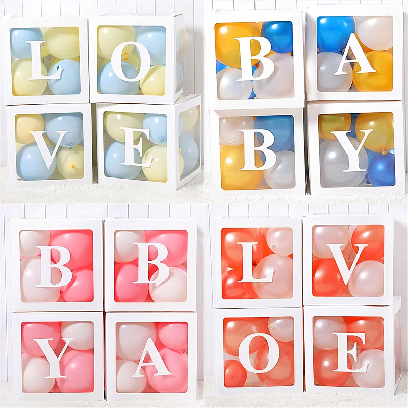 4pcs Baby Letters Balloon Boxes Bear Wood Color Green Forest